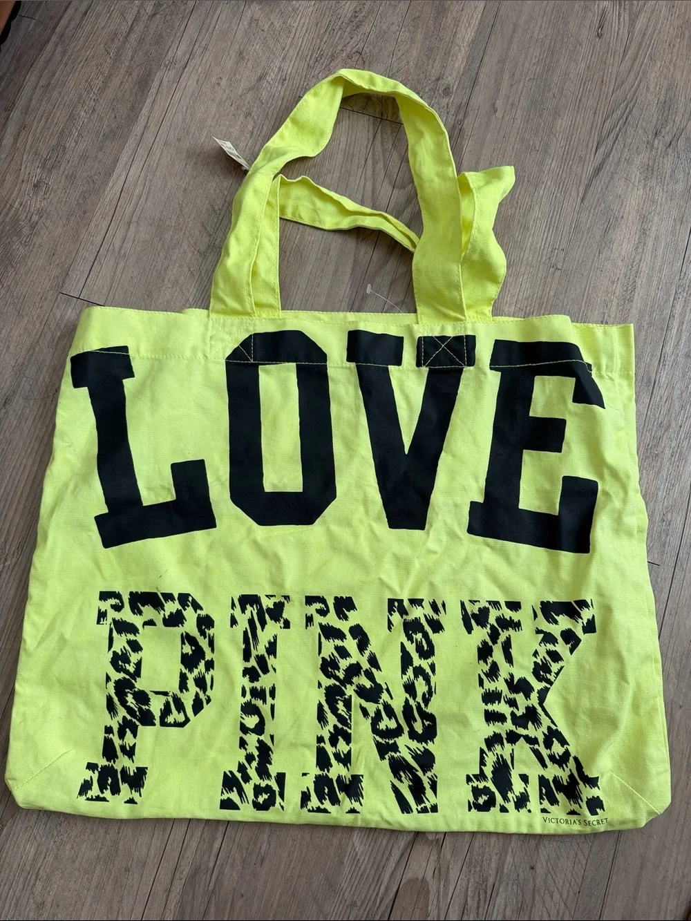 Victoria's Secret LOVE PINK Neon Lime Canvas Tote